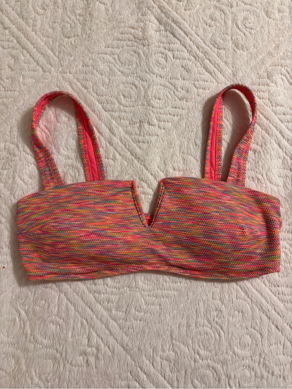 Aerie Space Dye Textured Bikini Bandeau Top Medium Mulit Color Am Eagle Women